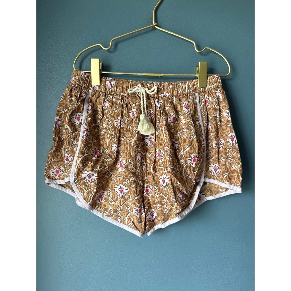 NEW Pink Chicken Girls Millie Short Goa Floral Brown Pink Tassel Shorts